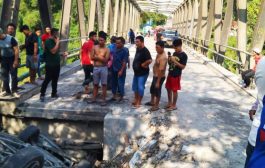 Jembatan Merah Tuntungan Sudah Satu  Tahun Rusak Belum Diperbaiki