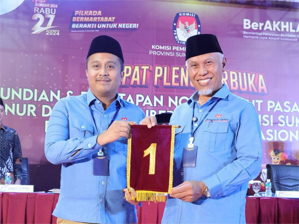 Mahyeldi-Vasko Raih 77,12% Suara, Hasil Rekapitulasi Pilgub Sumbar